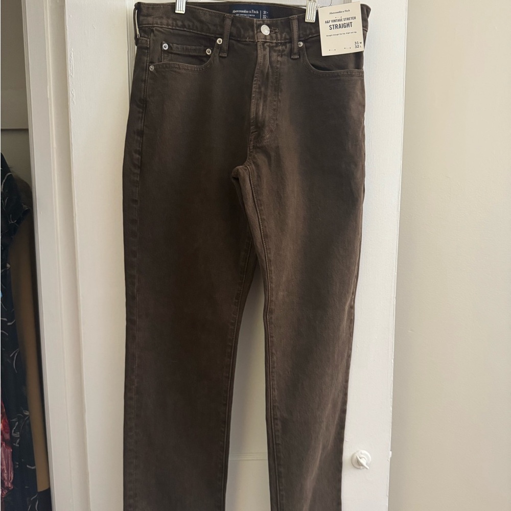 Abercrombie & Fitch Women’s Straight Leg Jeans in Dark Brown